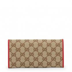 Gucci Beige/Red GG Canvas and Leather Continental Wallet