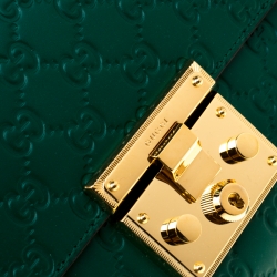 Pre Owned Gucci Emerald Guccissima Leather Medium Padlock Shoulder Bag