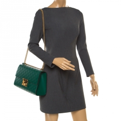 Pre Owned Gucci Emerald Guccissima Leather Medium Padlock Shoulder Bag