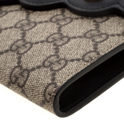 مملوكة مسبقًا حقيبة كلتش غوتشي بوني جلد وكانفاس GG مرصعة لؤلؤ سوداء/ بيج