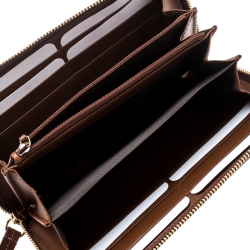 Pre Owned Gucci Beige GG Supreme Coated Canvas Bird Zip Around Wallet