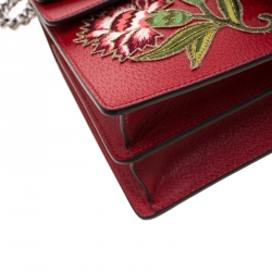 Gucci Red Embroidered Leather Dionysus Shoulder Bag