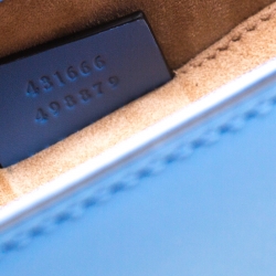 Pre Owned Gucci Sky Blue Leather Mini Web Chain Sylvie Shoulder Bag