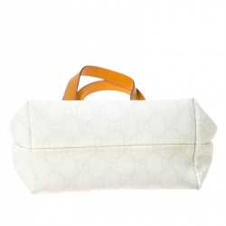 Pre Owned حقيبة يد غوتشي غرسهوبر تاتو صغيرة كانفاس مقوى سوبريم GG بنية/ بيضاء