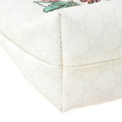 Pre Owned حقيبة يد غوتشي غرسهوبر تاتو صغيرة كانفاس مقوى سوبريم GG بنية/ بيضاء