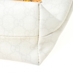 Pre Owned حقيبة يد غوتشي غرسهوبر تاتو صغيرة كانفاس مقوى سوبريم GG بنية/ بيضاء