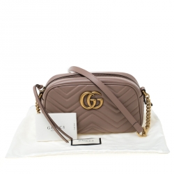 مملوكة مسبقًا Gucci Beige Matelassé Leather Mini GG Marmont Crossbody Bag