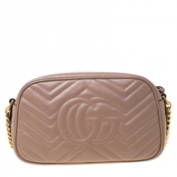 مملوكة مسبقًا Gucci Beige Matelassé Leather Mini GG Marmont Crossbody Bag