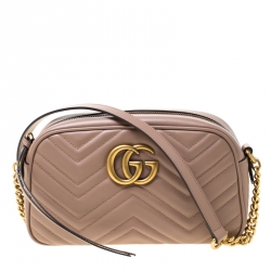 مملوكة مسبقًا Gucci Beige Matelassé Leather Mini GG Marmont Crossbody Bag