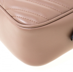 مملوكة مسبقًا Gucci Beige Matelassé Leather Mini GG Marmont Crossbody Bag