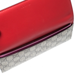 Gucci GG Red Supreme Canvas and Leather Continental Wallet    