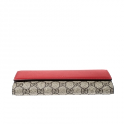 Gucci GG Red Supreme Canvas and Leather Continental Wallet    