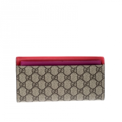 Gucci GG Red Supreme Canvas and Leather Continental Wallet    