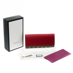Gucci GG Red Supreme Canvas and Leather Continental Wallet    