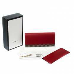 Gucci GG Red Supreme Canvas and Leather Continental Wallet    