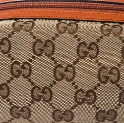 Pre Owned  حقيبة مكياج غوتشي كانفاس GG بيج/ برتقالية