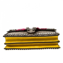 مملوكة مسبقًا Gucci Beige GG Supreme Canvas and Suede Small Dionysus Embroidered Crystal Bow Shoulder Bag