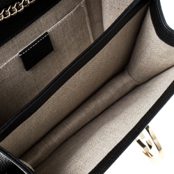 Pre Owned حقيبة كتف غوتشي مارمونت GG ميني جلد أسود