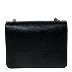 Pre Owned حقيبة كتف غوتشي مارمونت GG ميني جلد أسود