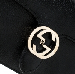 Pre Owned حقيبة كتف غوتشي مارمونت GG ميني جلد أسود