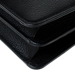 Pre Owned حقيبة كتف غوتشي مارمونت GG ميني جلد أسود