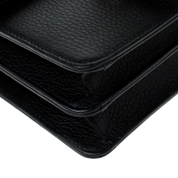 Pre Owned حقيبة كتف غوتشي مارمونت GG ميني جلد أسود