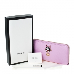 Pre Owned Gucci Light Pink GG Marmount Leather Limited Edition Bosco Zip Around Wallet