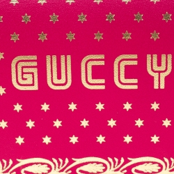 مملوكة مسبقًا Gucci Pink/Gold Guccy Logo Leather Bifold Compact Wallet