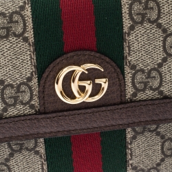 Gucci Brown GG Supreme Canvas and Leather Ophidia GG French Flap Wallet