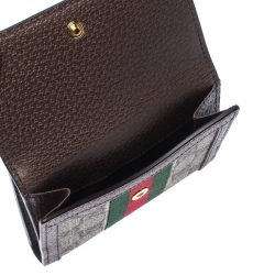 Gucci Brown GG Supreme Canvas and Leather Ophidia GG French Flap Wallet