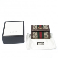 Gucci Brown GG Supreme Canvas and Leather Ophidia GG French Flap Wallet