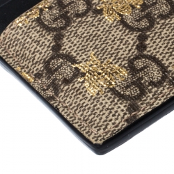 Gucci Beige/Black GG Supreme Canvas and Leather Bee Card Holder  