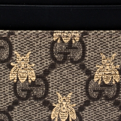 Gucci Beige/Black GG Supreme Canvas and Leather Bee Card Holder  