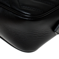 مملوكة مسبقًا Gucci Black Matelassé Leather Mini GG Marmont Crossbody Bag