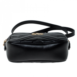 مملوكة مسبقًا Gucci Black Matelassé Leather Mini GG Marmont Crossbody Bag