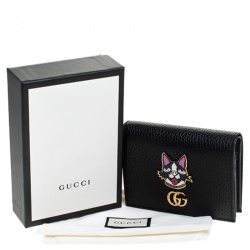 Pre Owned Gucci Black Leather GG Bosco Wallet