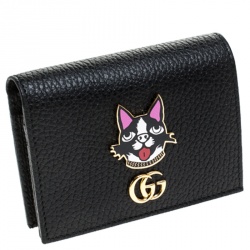 Pre Owned Gucci Black Leather GG Bosco Wallet