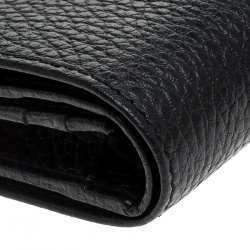 Pre Owned Gucci Black Leather GG Bosco Wallet