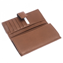 Gucci Brown Leather GG Buckle Continental Flap Wallet