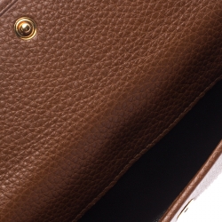 Gucci Brown Leather GG Buckle Continental Flap Wallet