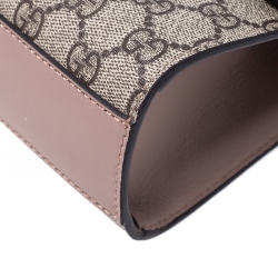 Pre Owned Gucci Nude Leather and GG Supreme Monogram Canvas Small Studded Padlock Shoulder Bag