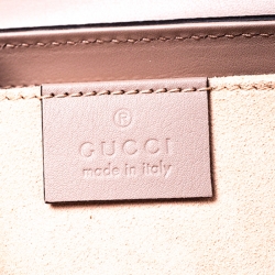 Pre Owned Gucci Nude Leather and GG Supreme Monogram Canvas Small Studded Padlock Shoulder Bag