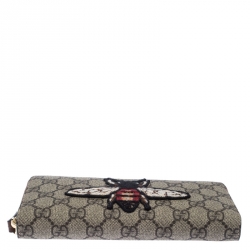 Gucci Canvas GG Sumpreme Bee Print Zipped Around Wallet