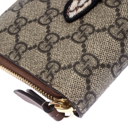 Gucci Canvas GG Sumpreme Bee Print Zipped Around Wallet