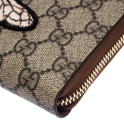 Gucci Canvas GG Sumpreme Bee Print Zipped Around Wallet