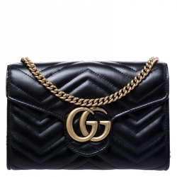 Gucci Marmont 476433 DTDCT 1000 Women's Black Matelassé Leather Super Mini  Shoulder Bag (GG2077) – Dellamoda