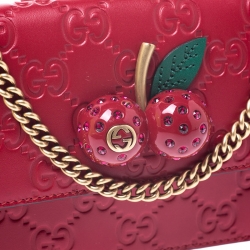 Gucci Red Guccissima Leather Mini Cherry Chain Shoulder Bag