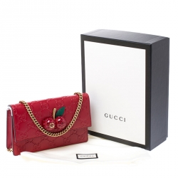 Gucci Red Guccissima Leather Mini Cherry Chain Shoulder Bag