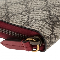 Gucci Beige/Red GG Supreme Canvas Cherry Zip Around Wallet