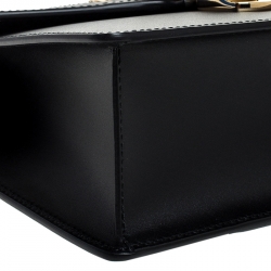 Pre Owned Gucci Black Leather Mini Web Chain Sylvie Top Handle Bag